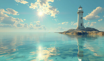 lighthouse on the island  - Powered by Adobe