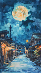 Generative AI, Nocturnal Beauty of Gimhae: Watercolor Painting