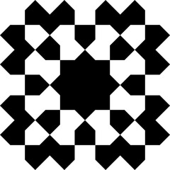 Seamless geometric pattern in arabic style Zellij in black and white