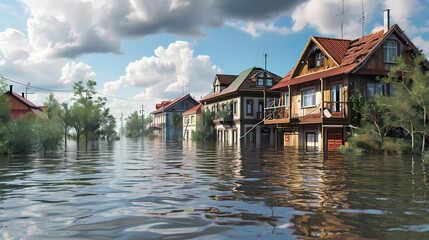 Fototapeta na wymiar Generative AI, Emergency Response: Coping with a Realistic Flood