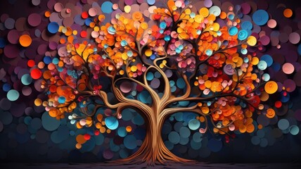 multicolored leafy tree artwork