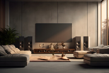 living room with a sound system