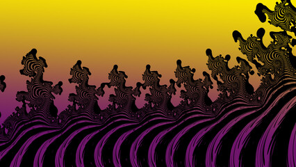 complex monochrome fractal pattern on a coloured gradient background