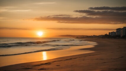 Fototapeta na wymiar sunset on the beach, sunset at the beach, cinematic, movie, color grading,