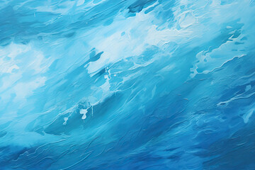 abstract background of blue and white acrylic paint in water with waves