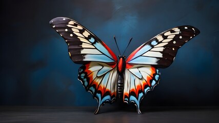 Fototapeta na wymiar Colorful butterfly in blue background