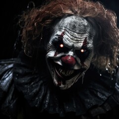 Scary clown in the dark