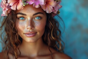 beautiful stylish hawaiian model woman, perfect skin, studio shot 