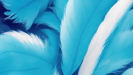 Fototapeta na wymiar Stylish Cyan and Blue Soft Feathers Background