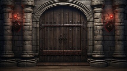Fototapeta na wymiar ornate medieval double doors