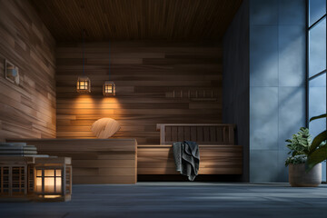 warm sauna spa room - obrazy, fototapety, plakaty