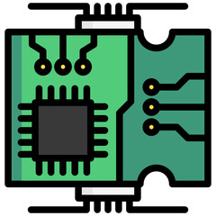 Circuit Board lineal multi color icon. relate to robotic engineering and technology theme. use for UI or UX kit, web and app development.
