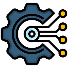 Gears lineal multi color icon. relate to robotic engineering and technology theme. use for UI or UX kit, web and app development.