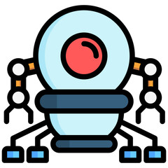 Robot Eye lineal multi color icon. relate to robotic engineering and technology theme. use for UI or UX kit, web and app development.