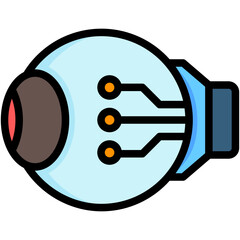 Robot Eye lineal multi color icon. relate to robotic engineering and technology theme. use for UI or UX kit, web and app development.