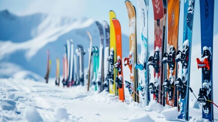 banner of skis risen in the snow, generated with AI