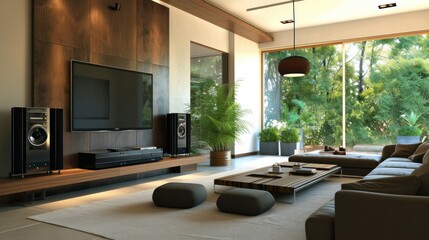 Fototapeta na wymiar Contemporary Living Room With Home Entertainment System 