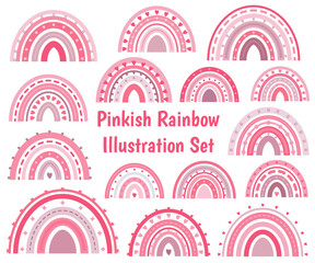 Pink Rainbow Love Illustration Set