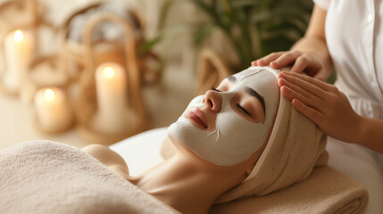 woman wearing face mask in spa