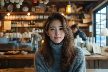 Young Woman in Japanese Café