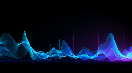 blue background, Abstract blue wave, abstract blue background, Neon , blue line chart waves front view, Ai generated image