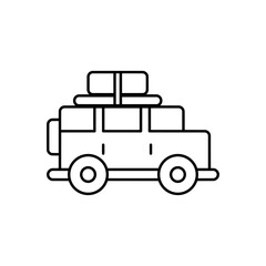 Travel car in outline flat icon. Summer vacation element graphic resources for many purposes.