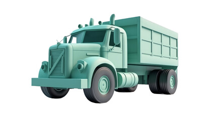 A cartoon green truck isolated on a transparent background Generative AI