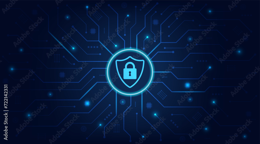 Poster internet digital security technology concept for business background. data protection concept design