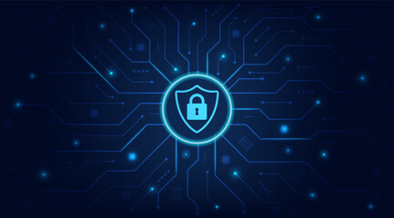 Internet digital security technology concept for business background. Data protection concept design for personal privacy, and cyber security. Shield With Keyhole icon, Vector, and Illustration.