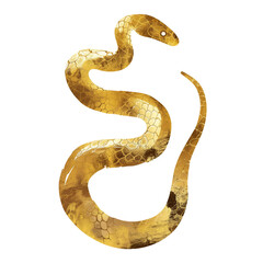蛇のイラスト、金箔、ゴールド