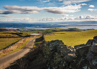 Naklejka premium Rural landscape looking over to estuary and Hoad Monument