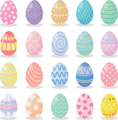 Set of 20 cute Easter eggs