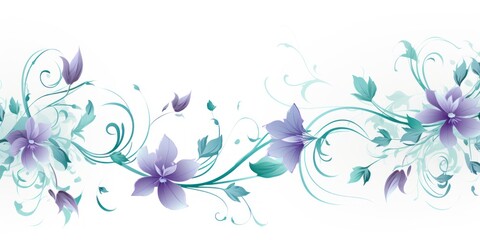 Fototapeta na wymiar light aqua and pale lavender color floral vines boarder style vector illustration