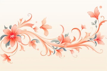 Fototapeta na wymiar light coral and pale taupe color floral vines boarder style vector illustration