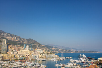 Panoramic view of Monte Carlo marina and cityscape