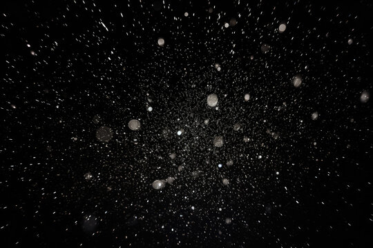 Snowfall on black background. Snowflakes on black background