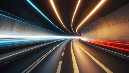 Blurred Speed: Abstract Light Trails in a Tunnel