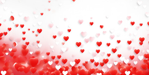 background is white for a happy Valentine's day of heart white and red colors with copy space