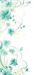 Fototapeta na wymiar light honeydew and pale turquoise color floral vines boarder style vector illustration 