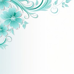 Fototapeta na wymiar light cyan and pale turquoise color floral vines boarder style vector illustration 