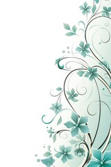 light cyan and pale turquoise color floral vines boarder style vector illustration 