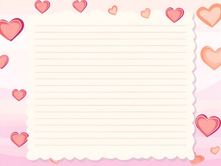 Lined paper for writing cute valentine theme