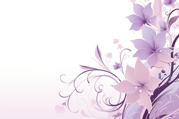 light lavender and blush violet color floral vines boarder style vector illustration