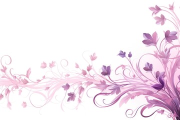 Fototapeta na wymiar light lavender and blush violet color floral vines boarder style vector illustration