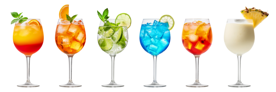 Summer alcohol cocktails on a transparent background - Powered by Adobe