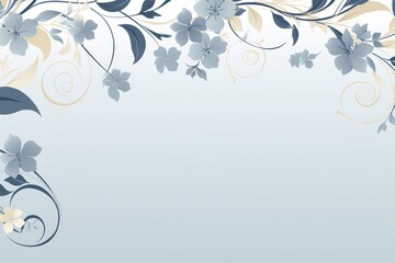 light ivory and dusty blue color floral vines boarder style vector illustration 