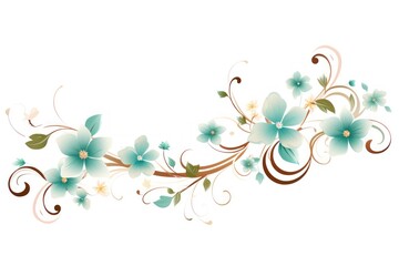 light jade and rosewood color floral vines boarder style vector illustration  - obrazy, fototapety, plakaty