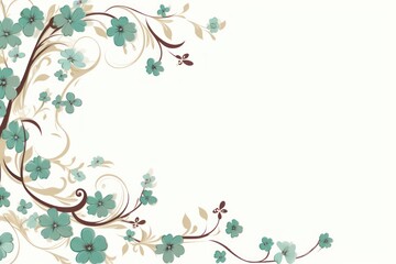 Fototapeta na wymiar light jade and rosewood color floral vines boarder style vector illustration