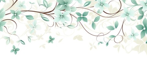 Fototapeta na wymiar light jade and rosewood color floral vines boarder style vector illustration