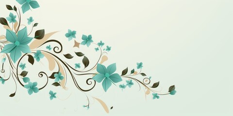 light jade and rosewood color floral vines boarder style vector illustration